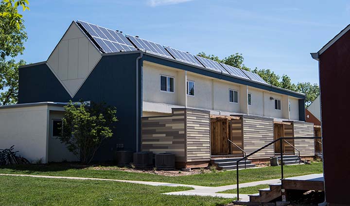 Photo of affordable housing in Denver with rooftop solar.