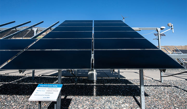 Photo of a ground-mounted solar photovoltaic array.